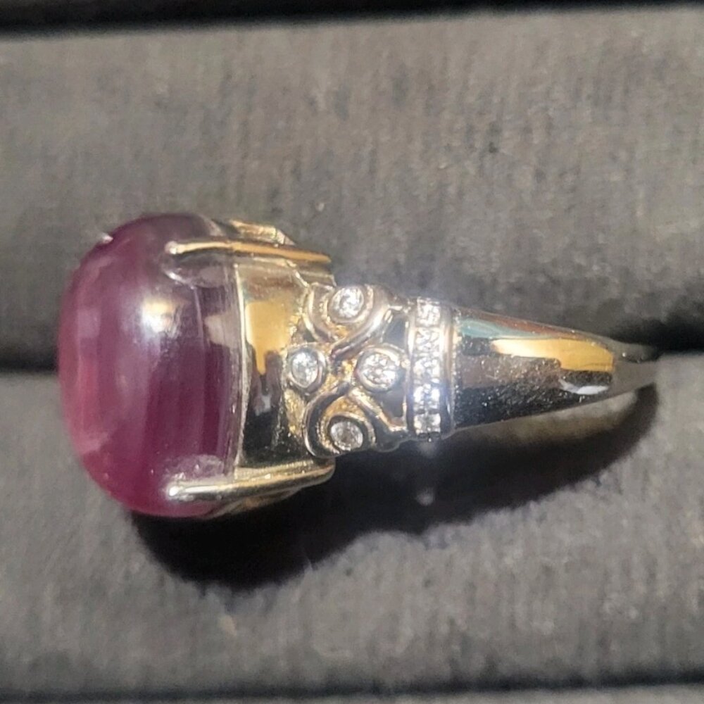 Solid Sterling Silver Lepidolite Ring Size 7.5 - Picture 3 of 4